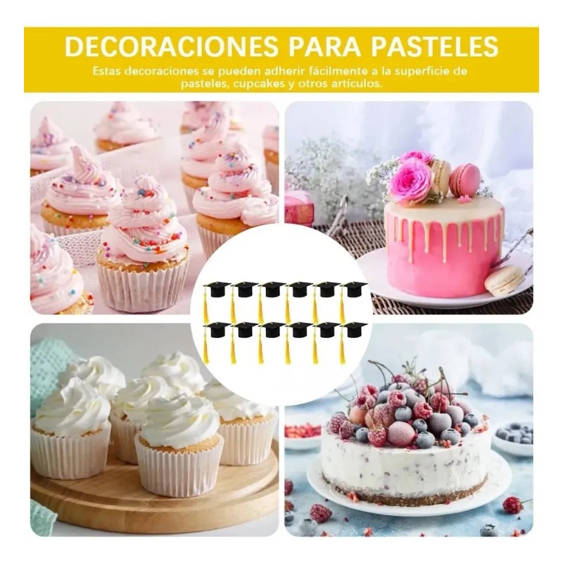 20pz Mini Birrete Sombrero Graduación Con Borla Popcreation