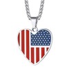 Bestyle Women Stainless Steel US Flag Necklace Heart American Flag
