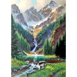 QENSPE Diamond Painting Landscape Diamond Painting Pictures Mountain 5D Diamond Painting Adults River Full Diamond Pictures Painting Embroidery Set Cross Stitch Pictures Home Wall Decor 30 x 40 cm