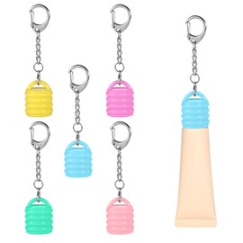 Pack of 5 Lip Balm Holder Key Ring for Summer Fridays 0.5 oz Lip Balm, Lip Balm Replacement Cover, Portable Lip Gloss Keyring Cap (5 Colours)