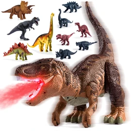 BLmukce Large Dinosaur Toys for Kids 3-5, Big Dinosaur Tyrannosaurus rex Figure Toy with 10+ Dinosaurs Belly Storage, Gliding Wheels, Lights Sounds & Mist Spray – T-Rex That eats Toy for Boys Gift