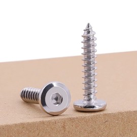 M6 x 25mm (25 pcs) Flat Head Socket Cap Wood Screws, 304 Stainless Steel 18-8, Countersunk Socket Head Sheet Metal Screws, Allen Hex Drive, Self Tapping Point