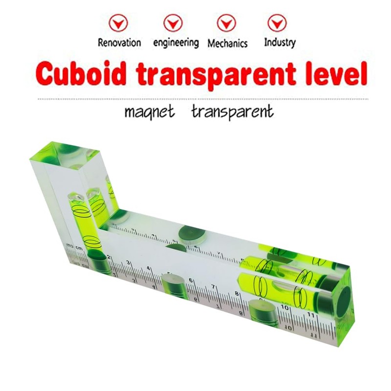 Transparent L-Shaped Multifunctional Horizontal Bubble Bidirectional Design Level with Magnetic