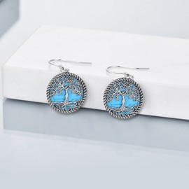 ONEFINITY Tree of Life Earrings 925 Sterling Silver Tree of Life Dangle Drop Earrings for Women Girls Tree of Life Jewelry Christmas Gifts, Sterling Silver, No Gemstone