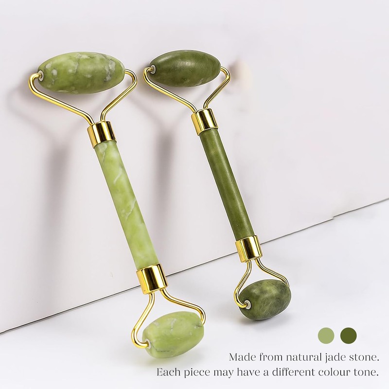 Jade Roller and Gua Sha Facial Tool Set for Redness