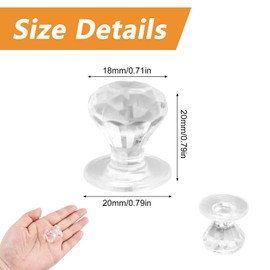 MOROBOR Clear Cabinet Drawer Knobs, 24pcs Self-Adhesive Diamond Crystal Shaped Knobs Creative Cabinet Drawer Pulls Multifunctional Acrylic Knobs for Window Dresser Wardrobe Cabinets