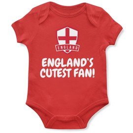 Purple Print House Englands Cutest Baby Grow for Baby Boys English Football Supporters Gift Ideas for Christmas England Flag, 3-6 Months, Red