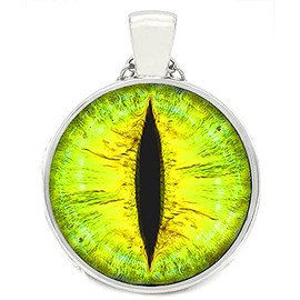 Merchandise for Fans Necklace Fluorescent / Glow-in-the-Dark with Cabochon 25 mm Motif: Eye/Dragon Eye Pupil Iris Green - 02, Glass