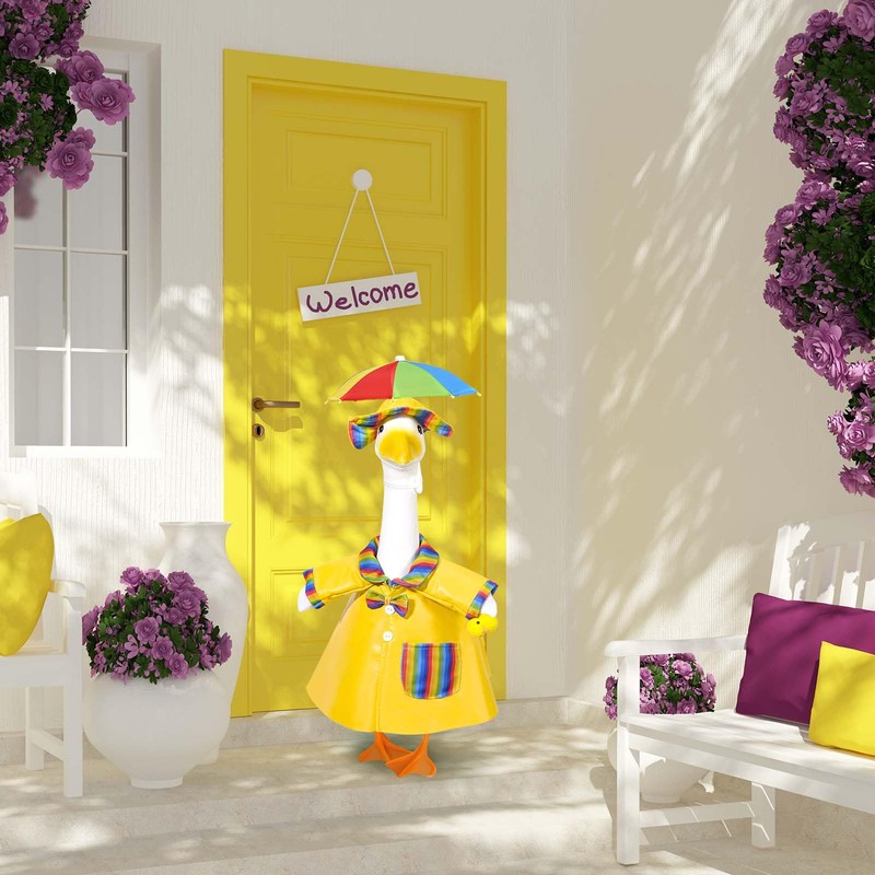 GANSHAYA Raincoat Goose Porch Outfit 23" Cement Goose Clothes for