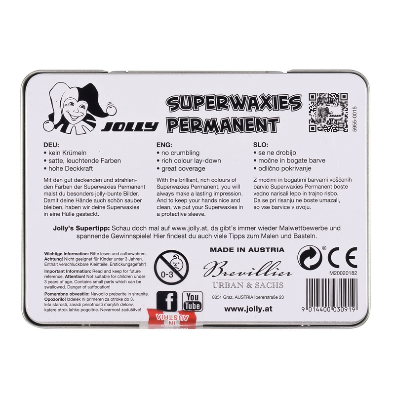 Jolly Superwaxies Wachsmalkreiden |Permanent| 10 Stück im Metalletui
