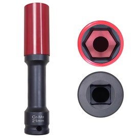 JEUCLEL 21mm 1/2"Extra-long Thin Wall Wheel Protector Impact Deep Socket, 6 Point Impact Drive Lug Nut Socket, Non-Marring Lug Nut, for Wheel Assembly and Dismantling