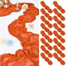 16 Pack 10Ft Cheesecloth Table Runner Orange, 20 x 120 Inch Rustic Gauze Boho Cheese Cloth Table Runners Wedding Long Table Runner for Wedding Party Bridal Shower Table Decoration