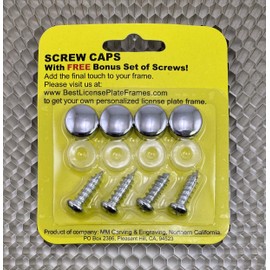 Set of Plastic License Plate Caps and Stainless Steel Screws - Chrome