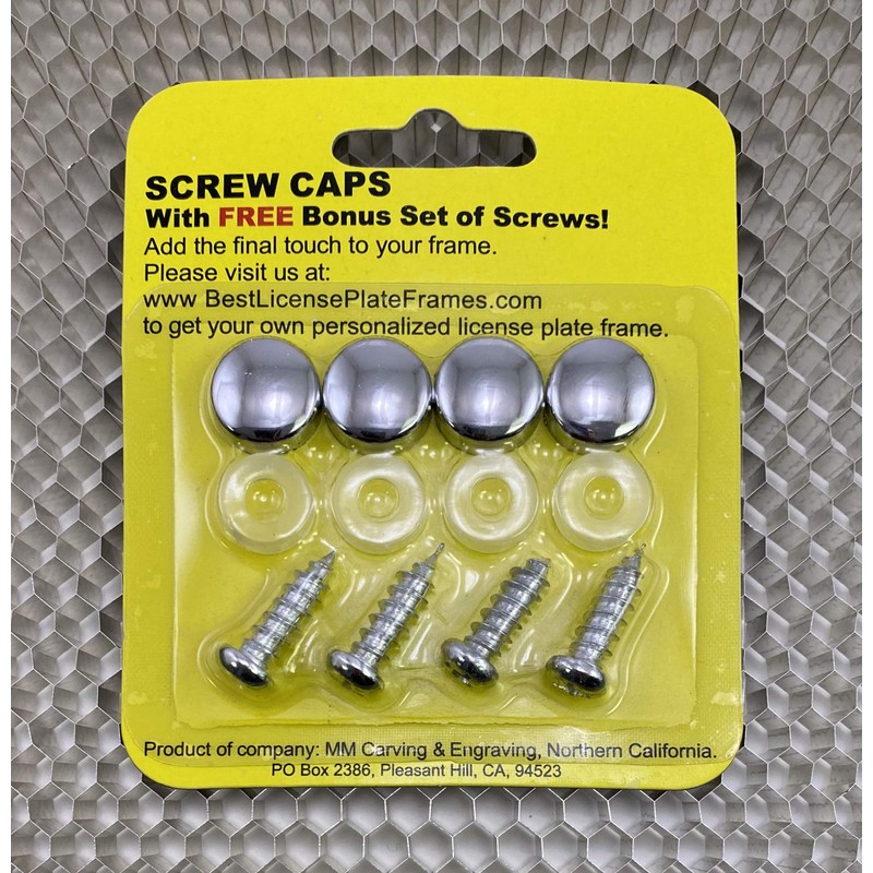 Set of Plastic License Plate Caps and Stainless Steel Screws