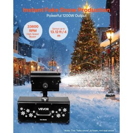 1200W High Output Wireless Remote Control Snow Machine 90 Degrees Shaking Head Snow Maker 12 m² Christmas Holiday SuppliesPower: 1200 W, Color: Black Color