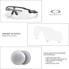 Oakley Original Radar EV Path OO9208 Clear to Black Iridium Photochromic Replacement Lenses For Men For Women + BUNDLE with Designer iWear Care Kit