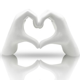 Heart Shape Hand Statue, Heart Hand Sculpture, Love Finger Statue, Heart Hands Statue, Gesture Statues and Sculptures, Romantic Statue, Home Decoration for Living Room, Room, Office, White