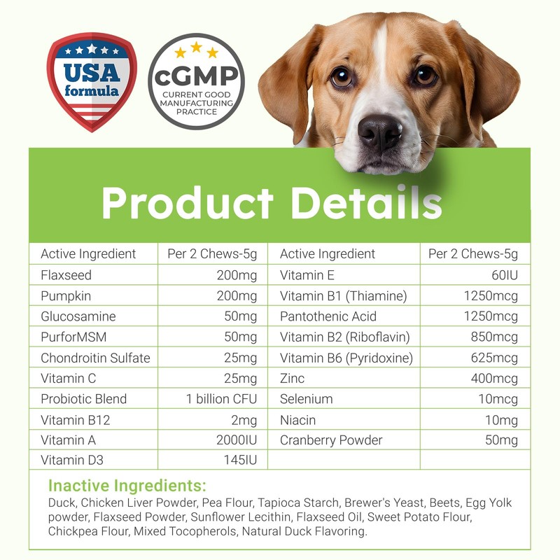 Dog Vitamins and Supplements - 150 Dog Multivitamin Chewable -