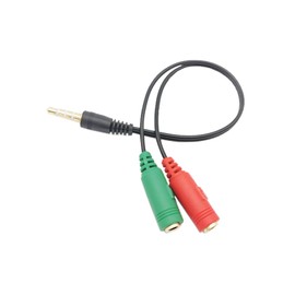 Akkerds 3.5mm Audio Minute Wire Red Green Wire Double Headed with Mic 1 Male 2 Female 20cm