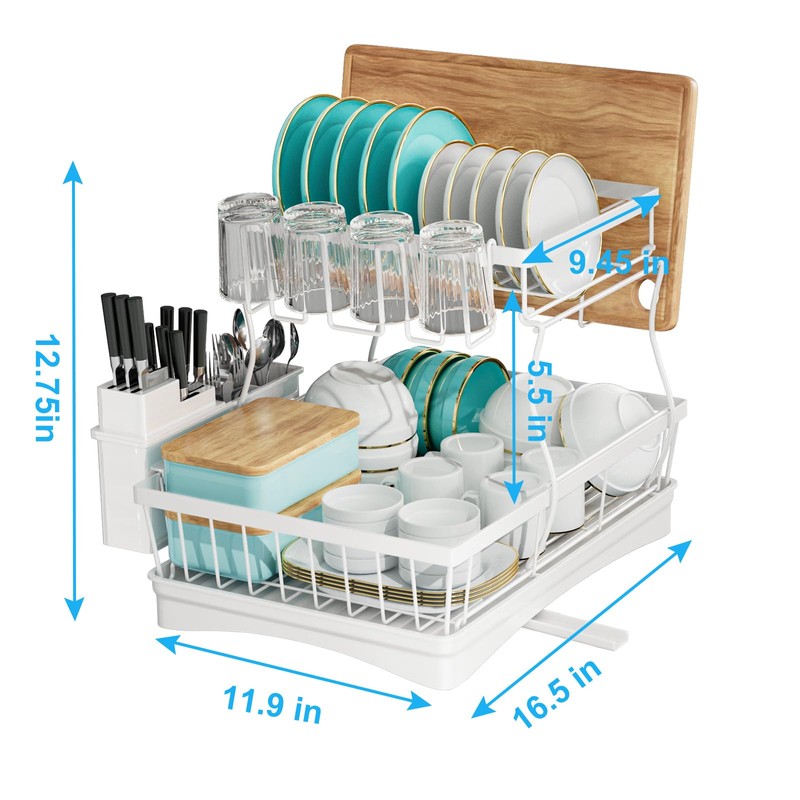 7 code Large Dish Drying Rack, 2-Tier Dish Racks for