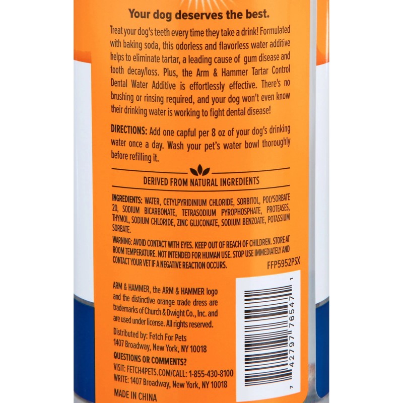 Arm & Hammer Dental Water Additive for Dogs, Tartar Control