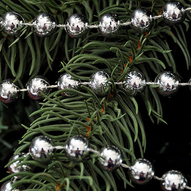 Silver Christmas Tree Beads 10M - Luxury Shatterproof Bead Garland