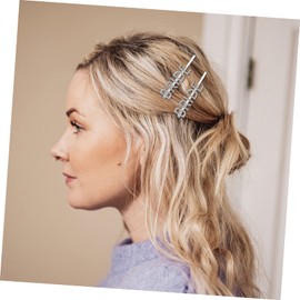 Outanaya 2pcs Elegant Rhinestone Letter Shape Hair Clips Bright Bobby for Women Stylish Hair Accessories Silver for Travel and Everyday Use