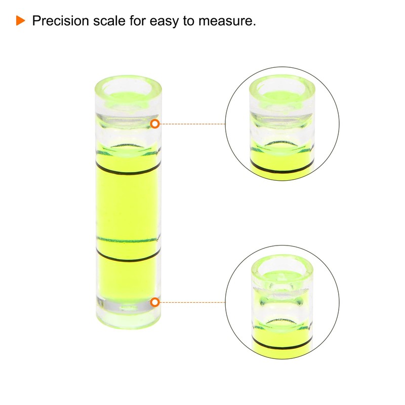 sourcing map 15pcs Small Cylindrical Bubble Level Vials 7x26.3mm PMMA