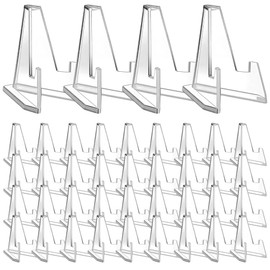 Acrylic Easel Stands, 40 Pcs Plastic Easels, Clear Acrylic Display Easel Place Card Holder Display Easels Multifunctional Display Stands for Coins Pocket Watches Medals