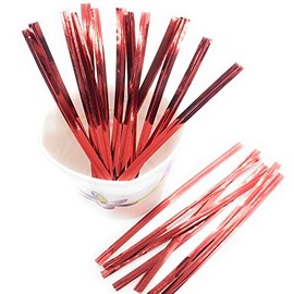 Weststone 100pcs 3" Red Metallic Twist Ties for Pop Treat Party Favor Bags & More
