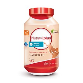 Nutravit Plus Reducido en Azúcar Suplemento Alimenticio Endulzado con Stevia Chocolate -425g-Fórmula Con 27 Vitaminas Y Minerales - Complemento Nutricional Con Fibra - IFA Celtics