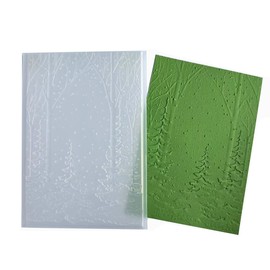 arriettycraft 3D Plastic Embossing Folders with Forest Background for Card Making or Diary, Winter Tree Embossing Folder for Paper Crafts