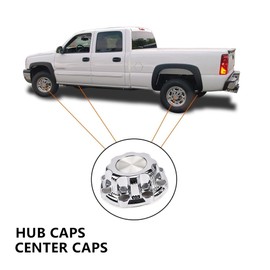 DOTCOM 8 Lug Wheel Hub Center Caps 4Pcs Fit Chevy Silverado Suburban Avalanche GMC Sierra Yukon XL 1500 2500(Fit The 16" x 6 1/2" Wheels) Wheel Hub Center Caps Set