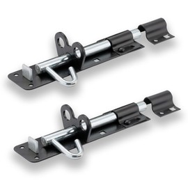 XFORT® 2 Pack Brenton Strong Sliding Lockable Padbolt 150mm (6") Ideal for use with Shed Doors, Gates and Outhouse Doors (150mm, Black)