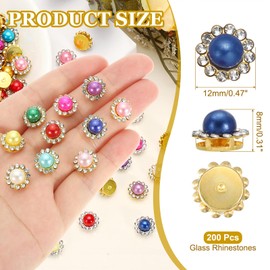 PATIKIL 12mm Sunflower Pearl Sew on Rhinestones, 200 Pcs Rhinestone Sequin Embellishments Crystal Glass Metal Base Flower Claw Rhinestones for Bedazzling Crafting Clothes, Sapphire Blue