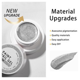 Gel Paint For Nails Art, Paint Nail Gel For French Tip Tool Design For Home Salon DIY Gel Nail Art (Silver, M)