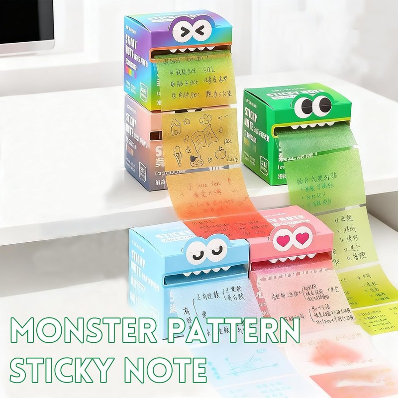 Notas adhesivas con patrón de monstruo, bloc de notas extraíbles,