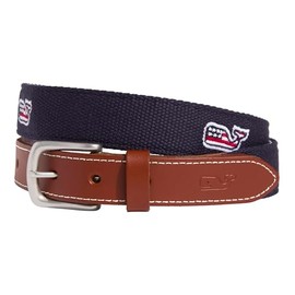 vineyard vines Embroidered Flag Whale Canvas Club Belt