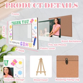 Kqfdr Thank You for Helping Me Grow, 4x6 Teacher Picture Frame Gift, Daycare Teacher Appreciation Gifts, Small Wooden Photo Frame with Easel Stand A04