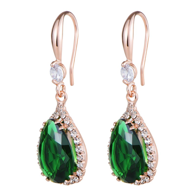 Linawe Earrings, Women's, Jewelry, Diamonds, Mother's, Rose Gold, Created Emerald
