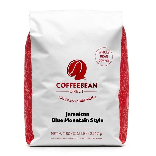Coffee Bean Direct Jamaican Blue Mountain Style, Whole Bean Coffee, 5-Pound Bag