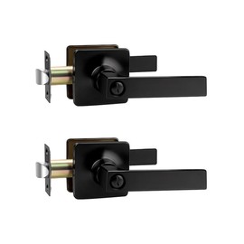 Mengico 2 Pack Door Lever Lock,Black Door Handle with Lock,Interior Door Lock Privacy Door Handle(for Bedroom&Bathroom),Universal Handing, Heavy Duty Door Handles