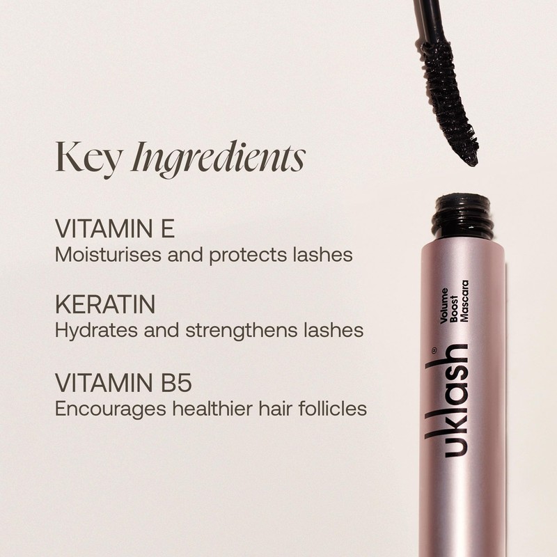 UKLASH Volume Boost Mascara - Extra-Black Pigmented, Water-Resistant, Vegan-Friendly, Paraben-Free