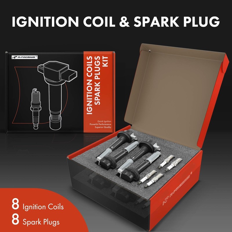 A-Premium Set of 8 Ignition Coil Pack and Iridium Spark