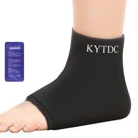 Ankle Ice Pack Wrap for Swelling, Reusable Foot Ice Pack Wrap for Swelling & Sprained Ankle Brace, Cold Therapy Compression Sleeve for Achilles Tendonitis,Plantar Fasciitis,Sprained,Pain Relie (Black)