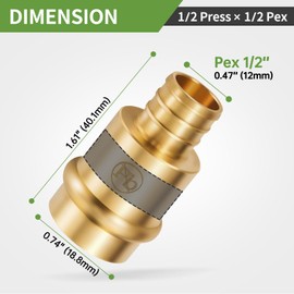 Litorange 10 Pack Lead-Free 1/2" Copper to PEX Adapter, 1/2" Propress Fittings for Quick Connection of Copper Tube and PEX-B Pipe