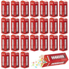 Watersay 24 Pcs British Party Decorations London Phone Booth Box UK England Candies Boxes British International Party Favors United Kingdom Gift, 2.9 x 8.6 Inch