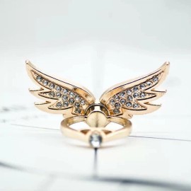 E&L LiliDreamStore 360 Rotate Cell Phone Ring Stand Holder ANGEL WINGS Silver Gold - Gold