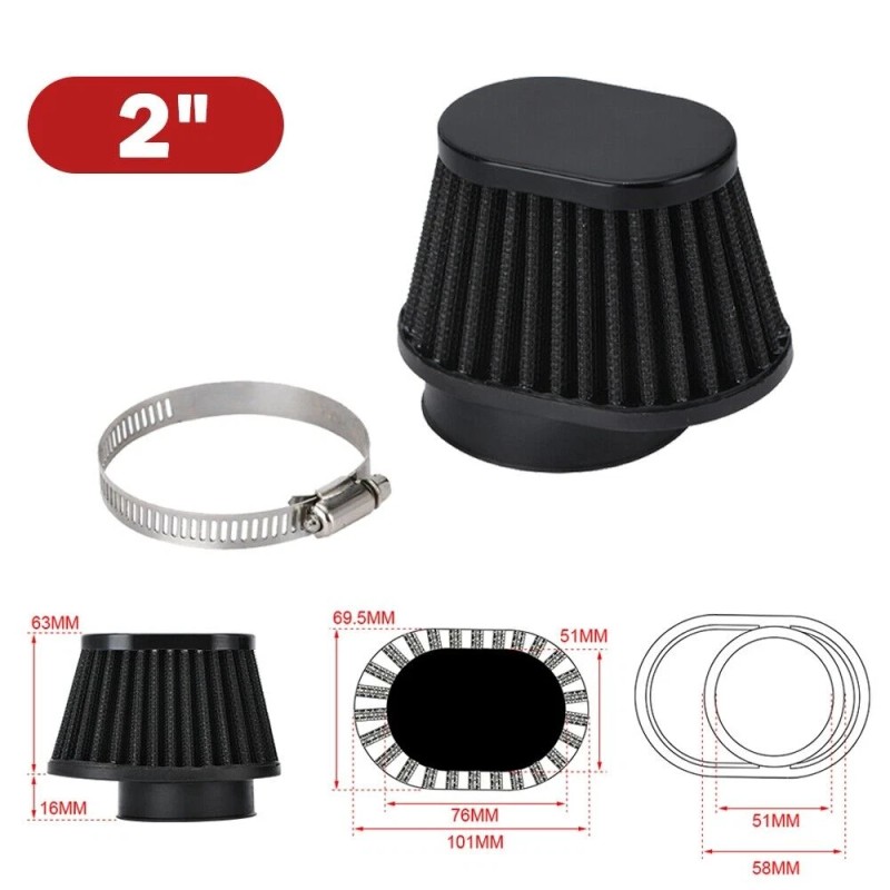 carauto2000 51mm 2inch Air Intake Filter Cleaner Pod For Universal