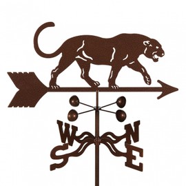 EZ Vane Panther Weathervane — Garden Mount, Wind Cups, Antique Copper Finish, Steel with Durable Triple Powder Coating, Handcrafted in USA